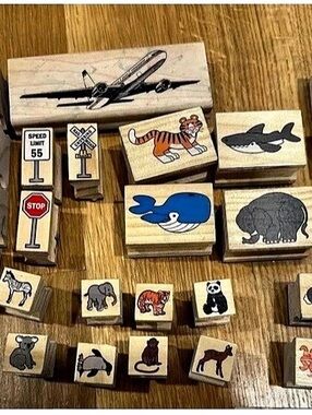 Lot 35 Stamps Melissa & Doug Kids Crafts Animals Cars Airplane Boat